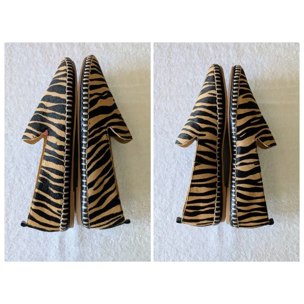 Talbots 8M Zebra Print Hair-On Leather Loafers Slip On Flats Animal